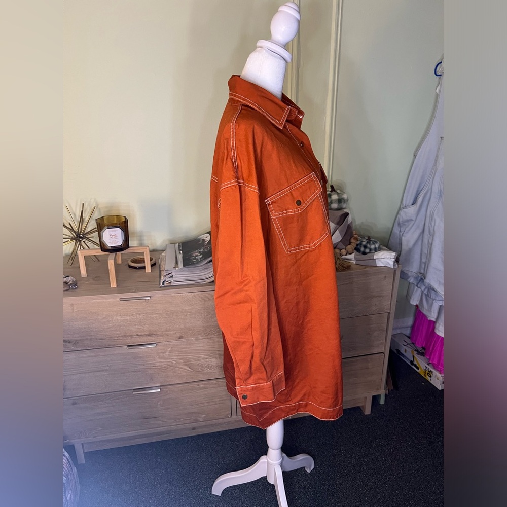 Missguided Rust Orange Midi Mini Button Down Over… - image 8